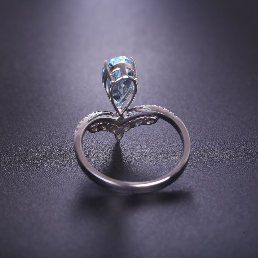 14k Gold 1.86 Ctw Natural Aquamarine & Diamond Ring - 4