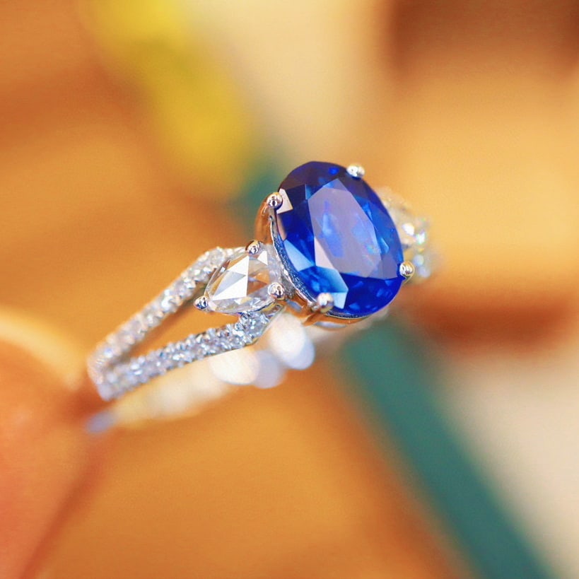 14k Gold 1.34 Ctw Natural Sapphire & Diamond Ring - 2