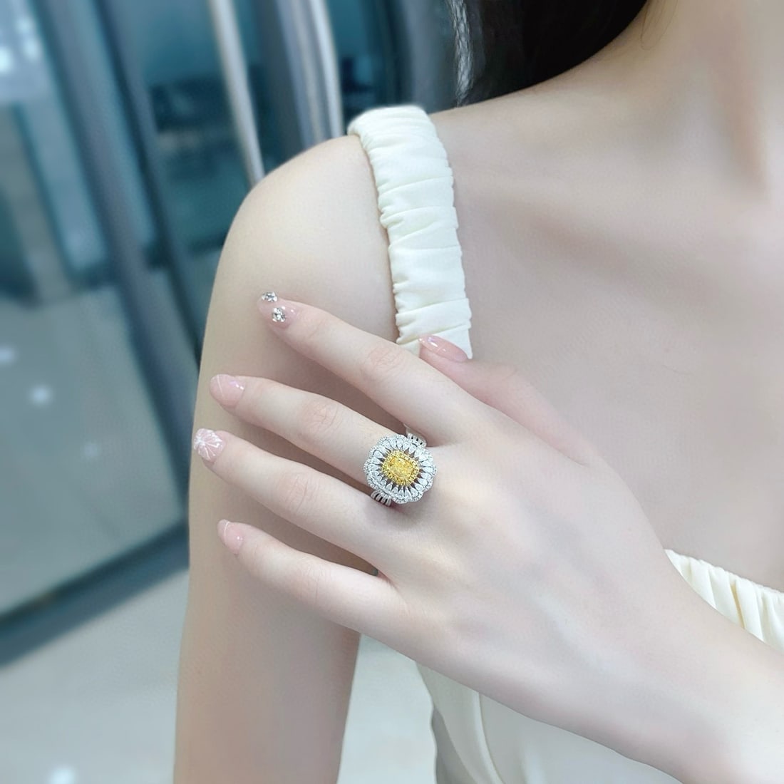 Gia Certified 14k Gold 2.22 Ctw Natural Yellow Diamond & Diamond Ring/pendant( Without Chain ) - 2