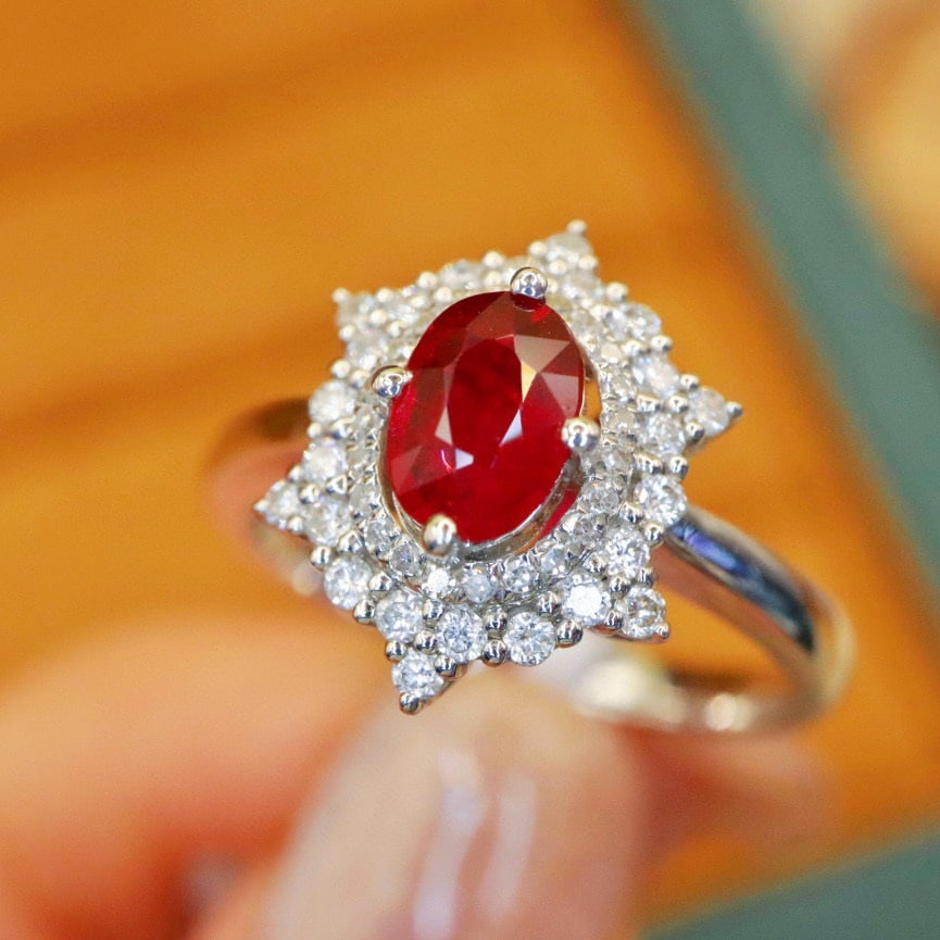 14k Gold 1.03 Ctw Natural Ruby & Diamond Ring - 2