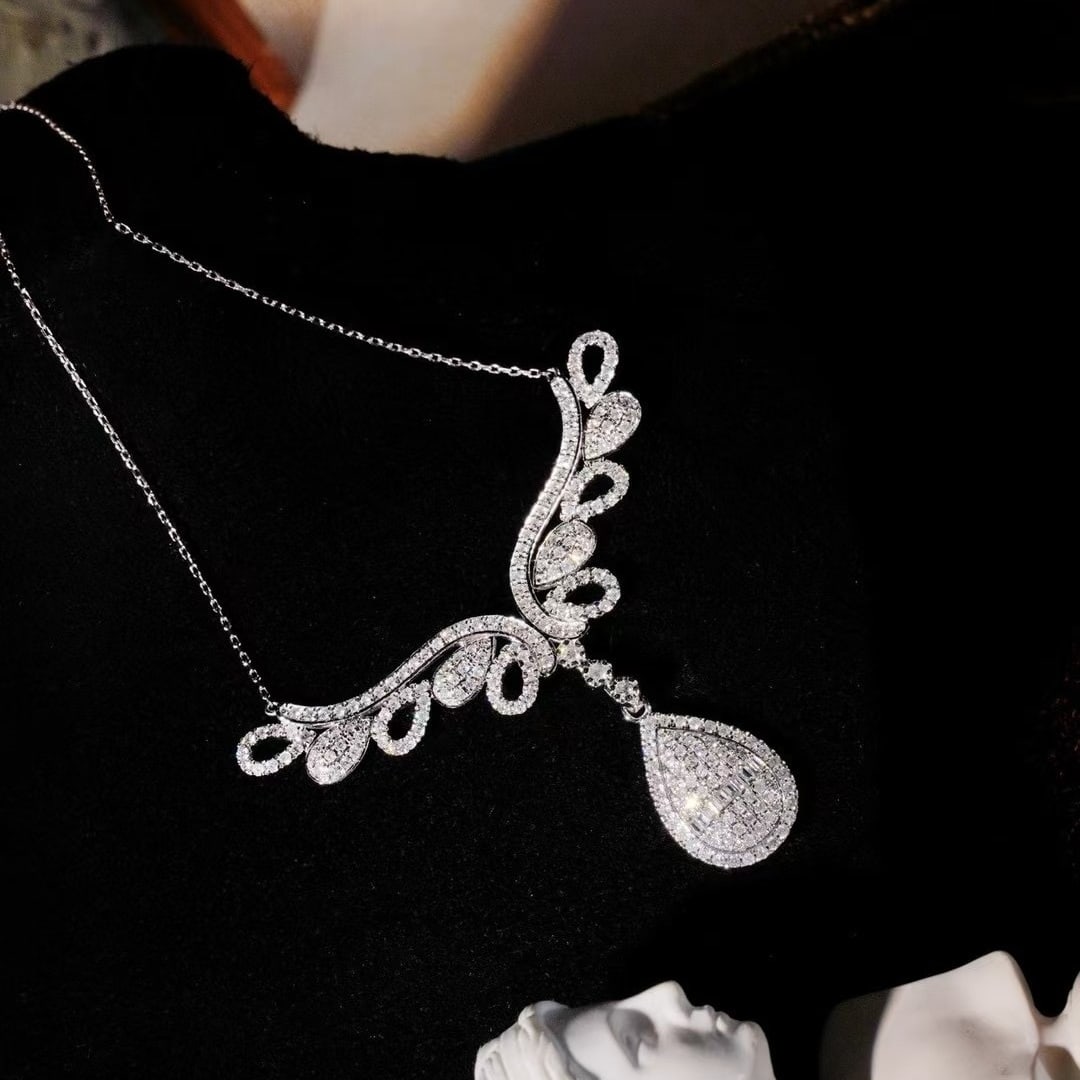 14k Gold 1.88 Ct Natural H Diamond Necklace - 4