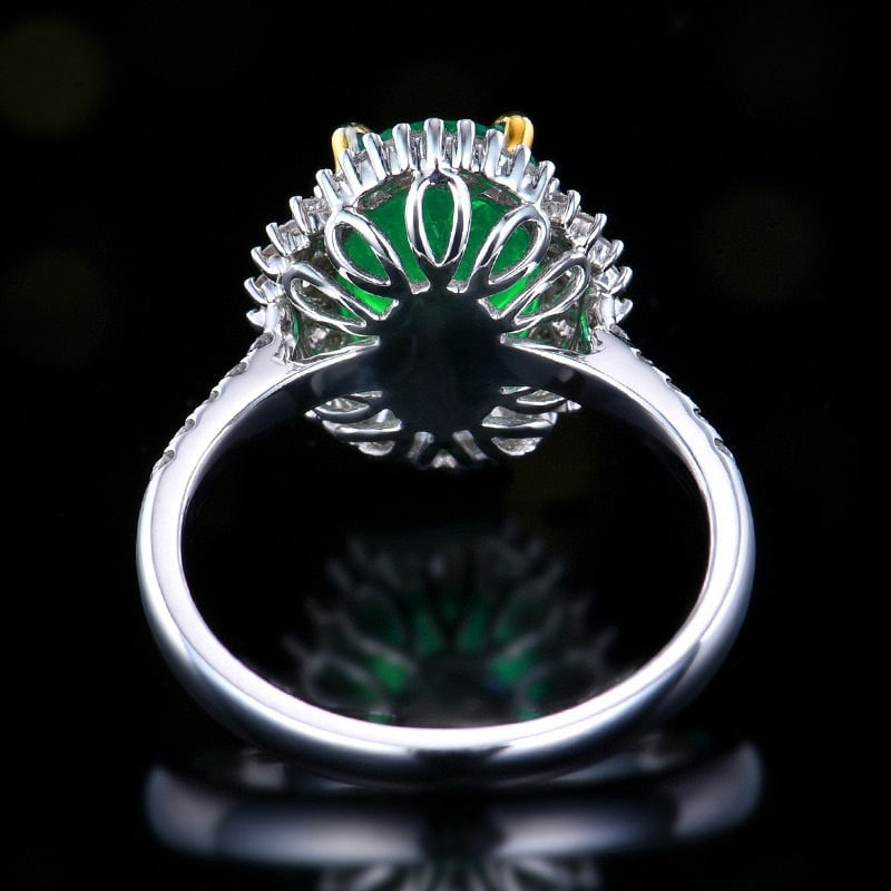 14k Gold 3.38 Ctw Vivid Green Natural Emerald & Diamond Ring - 5