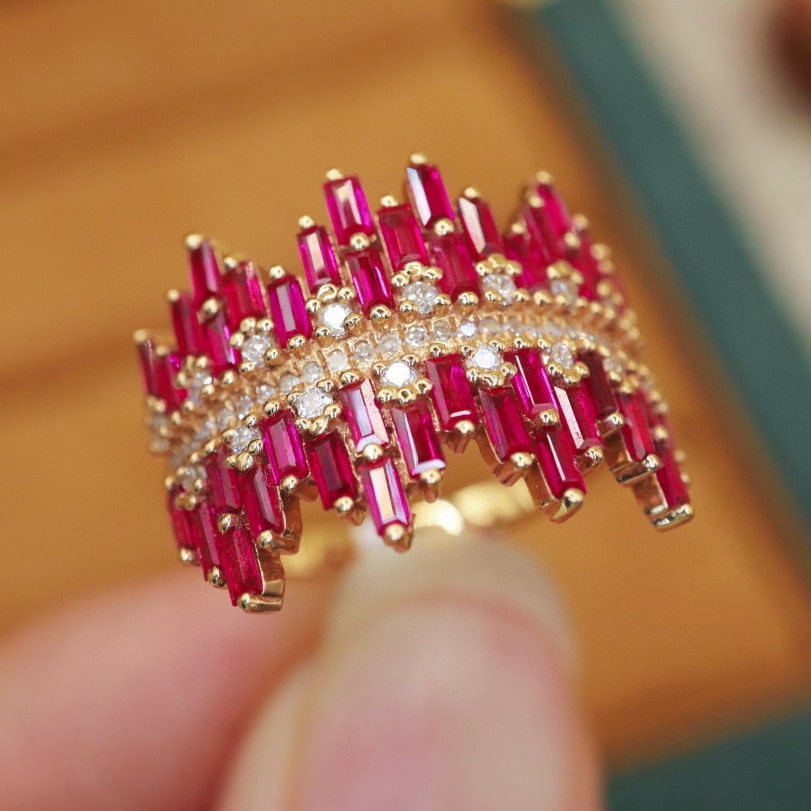 14k Gold 1.55 Ctw Natural Ruby & Diamond Ring - 3