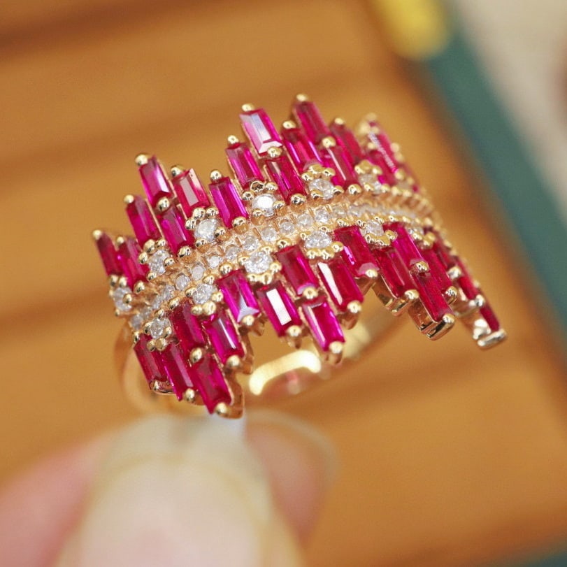 14k Gold 1.55 Ctw Natural Ruby & Diamond Ring - 4