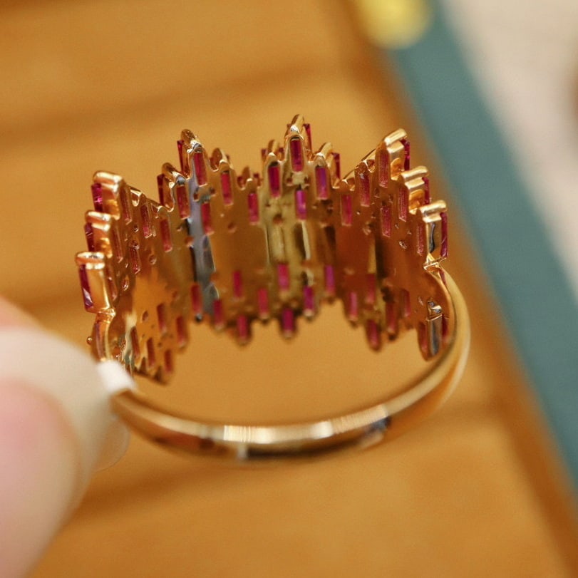 14k Gold 1.55 Ctw Natural Ruby & Diamond Ring - 5