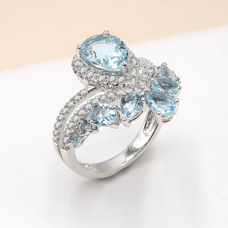14k Gold 1.92 Ctw Natural Aquamarine & Aquamarine Ring - 2