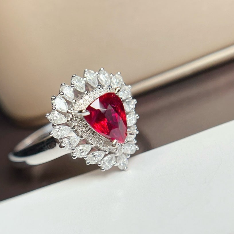 14k Gold 1.25 Ct Natural Ruby & Diamond Ring - 6