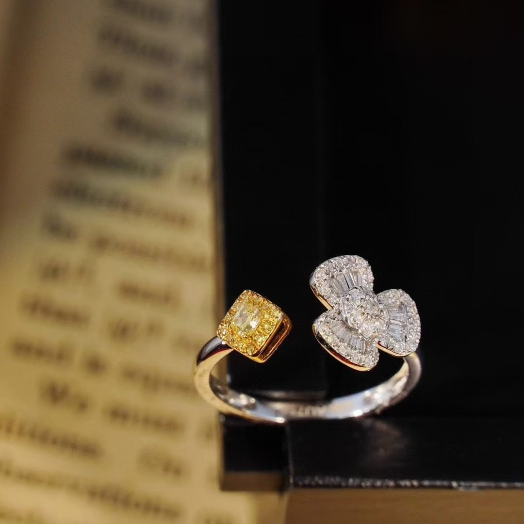 14k Gold 0.58 Ct Natural Color Diamond Ring: Ref:230940077 // gold content:14k gold // ring size:7. 25us // // main gemstone:diamond // shape:multiply // carat weight:0. 58ct // clarity grade:vs-si // color:color // treatment:natural //