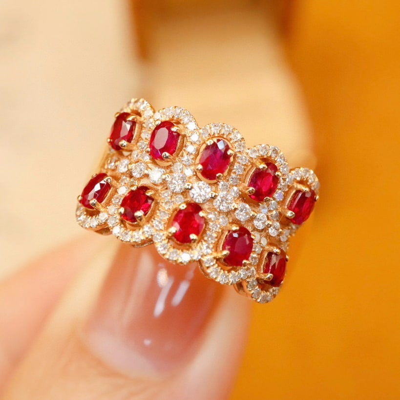 14k Gold 1.48 Ctw Vivid Red Natural Ruby & Diamond Ring - 2