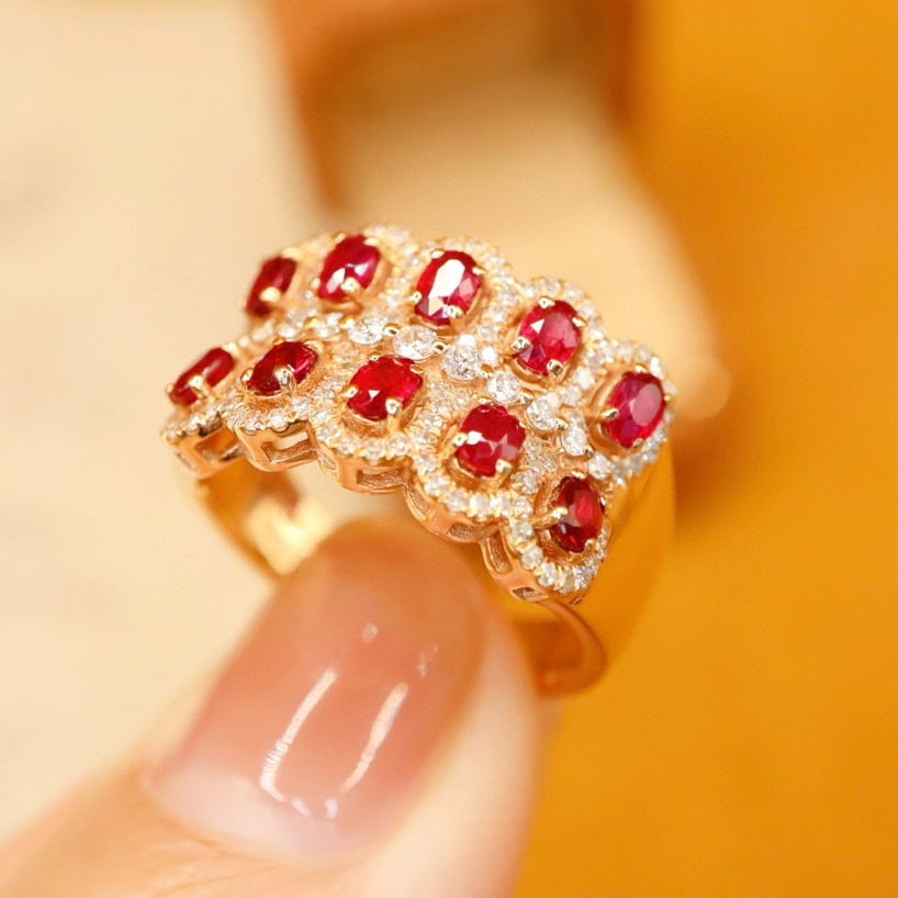 14k Gold 1.48 Ctw Vivid Red Natural Ruby & Diamond Ring - 4