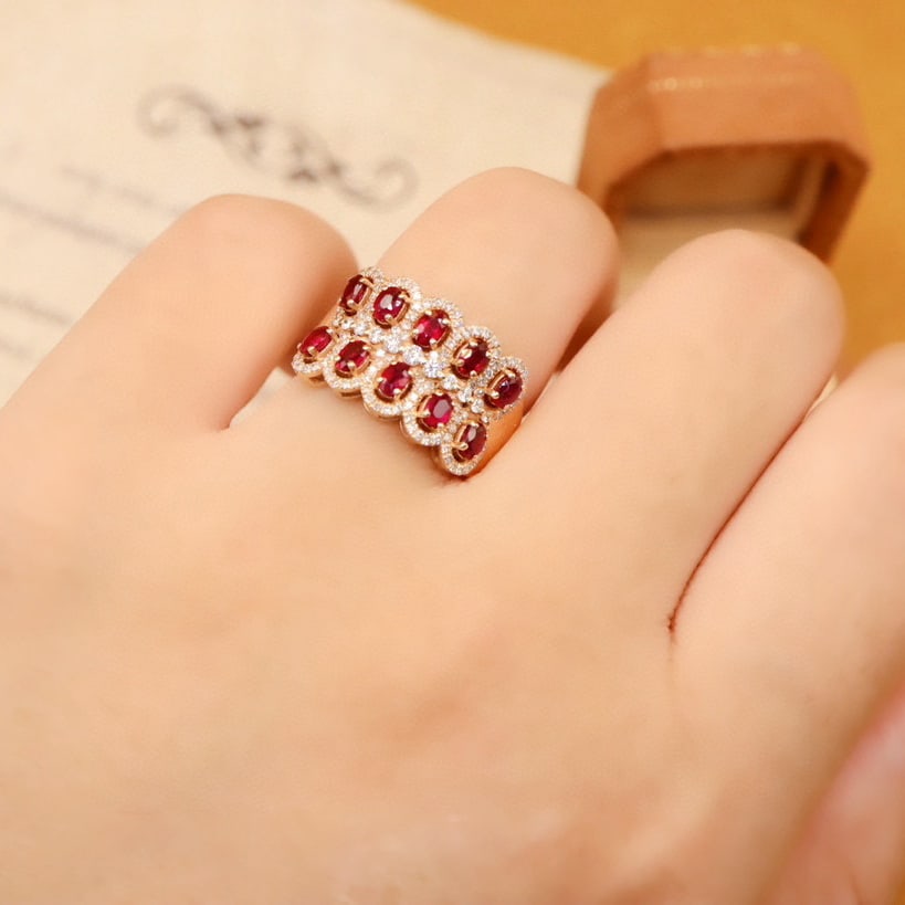 14k Gold 1.48 Ctw Vivid Red Natural Ruby & Diamond Ring - 6