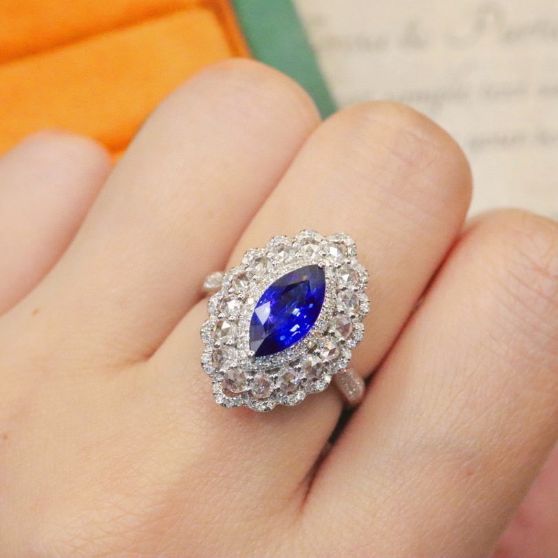 14k Gold 2.27 Ctw Natural Sapphire & Diamond Ring - 5