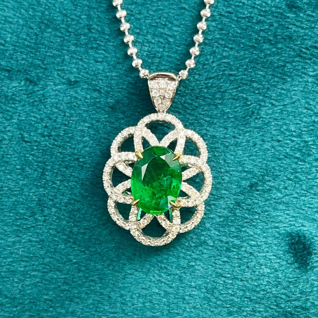 14k Gold 2.47 Ctw Vivid Green Natural Emerald & Diamond Ring/pendant( Without Chain ) - 5