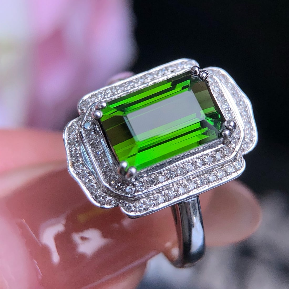 14k Gold 2.63 Ct Natural Tourmaline & Diamond Ring - 7