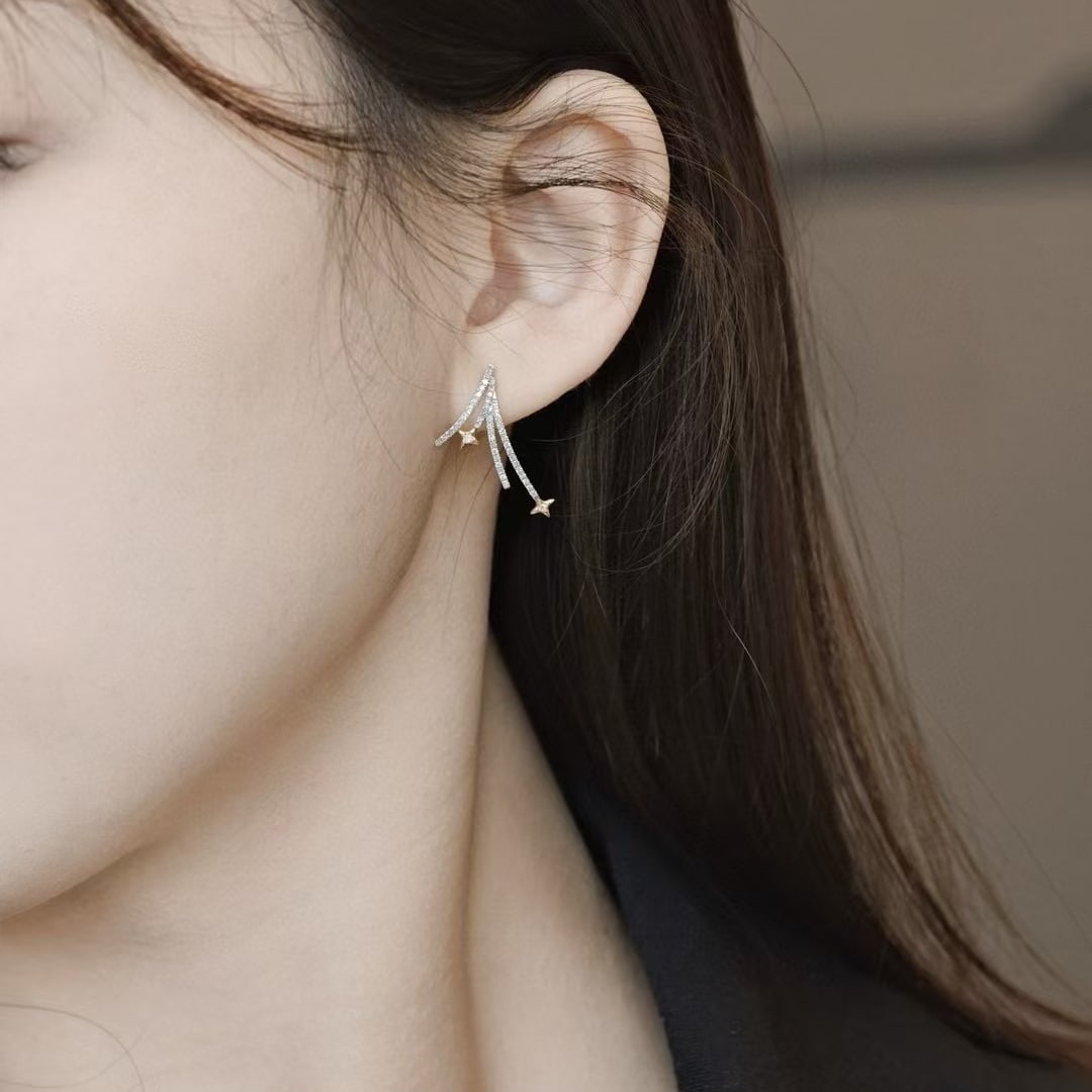 14k Gold 0.56 Ct Natural H Diamond Earrings - 3