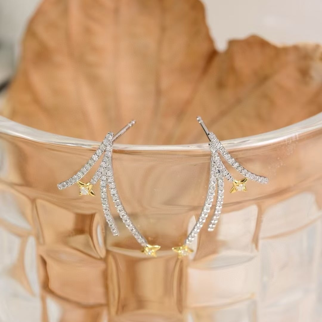 14k Gold 0.56 Ct Natural H Diamond Earrings - 4