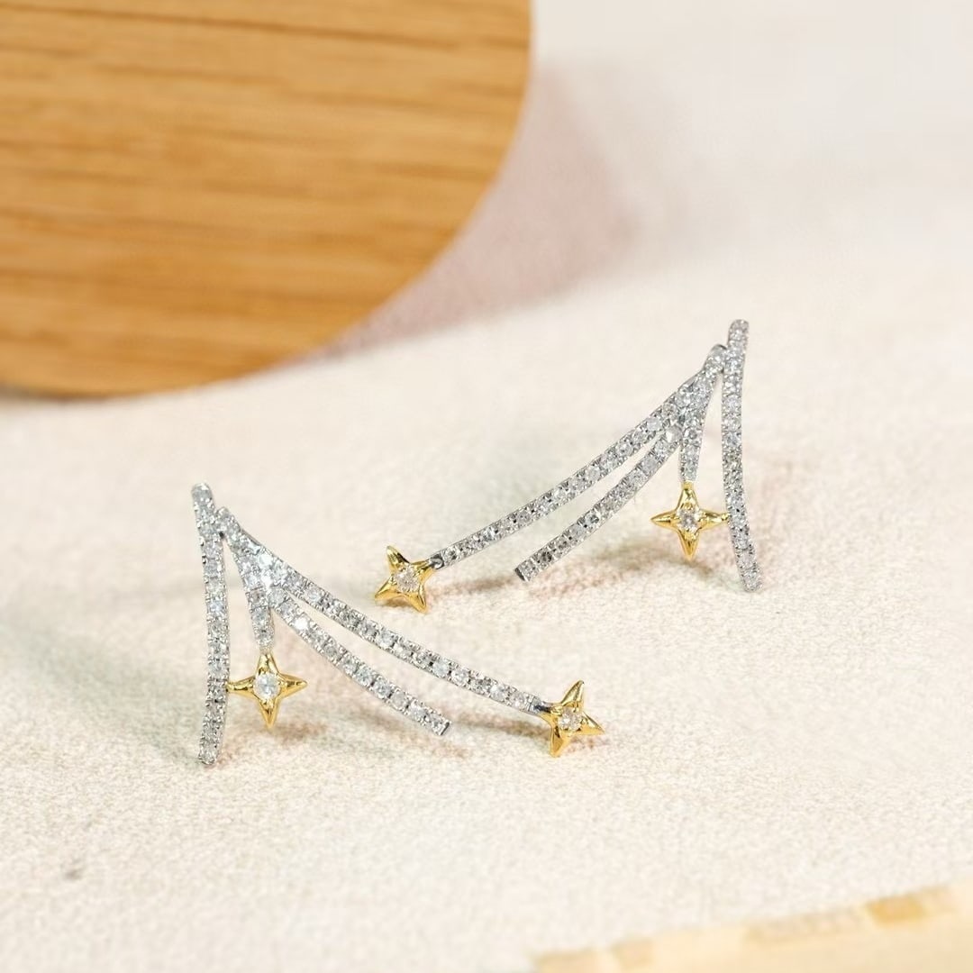 14k Gold 0.56 Ct Natural H Diamond Earrings - 5