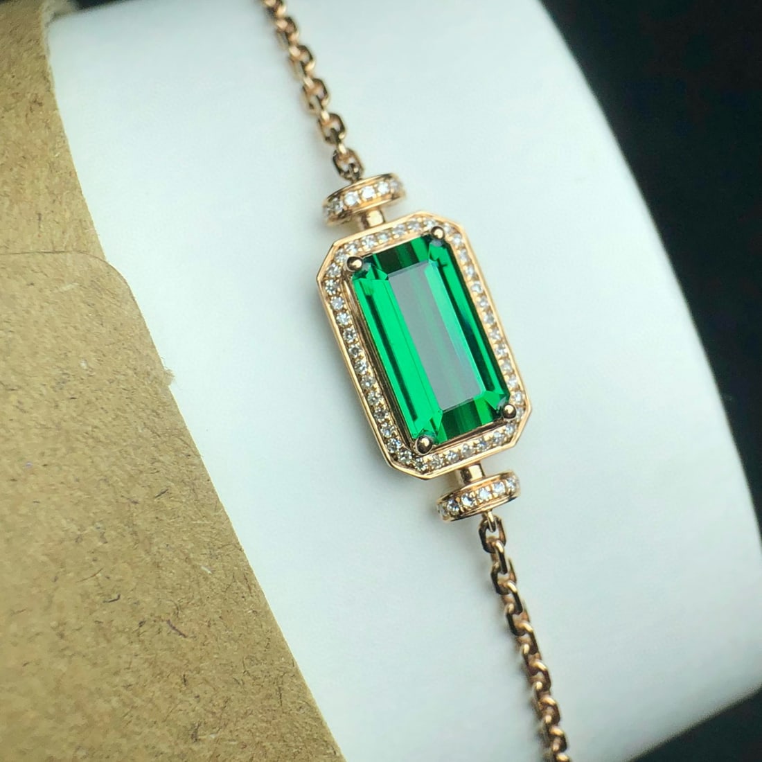 14k Gold 2.15 Ct Natural Tourmaline & Diamond Bracelet - 3