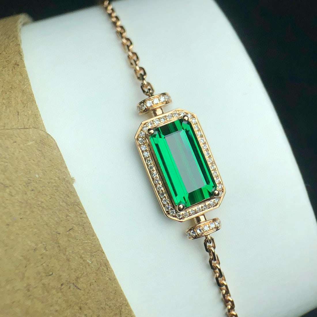 14k Gold 2.15 Ct Natural Tourmaline & Diamond Bracelet - 4