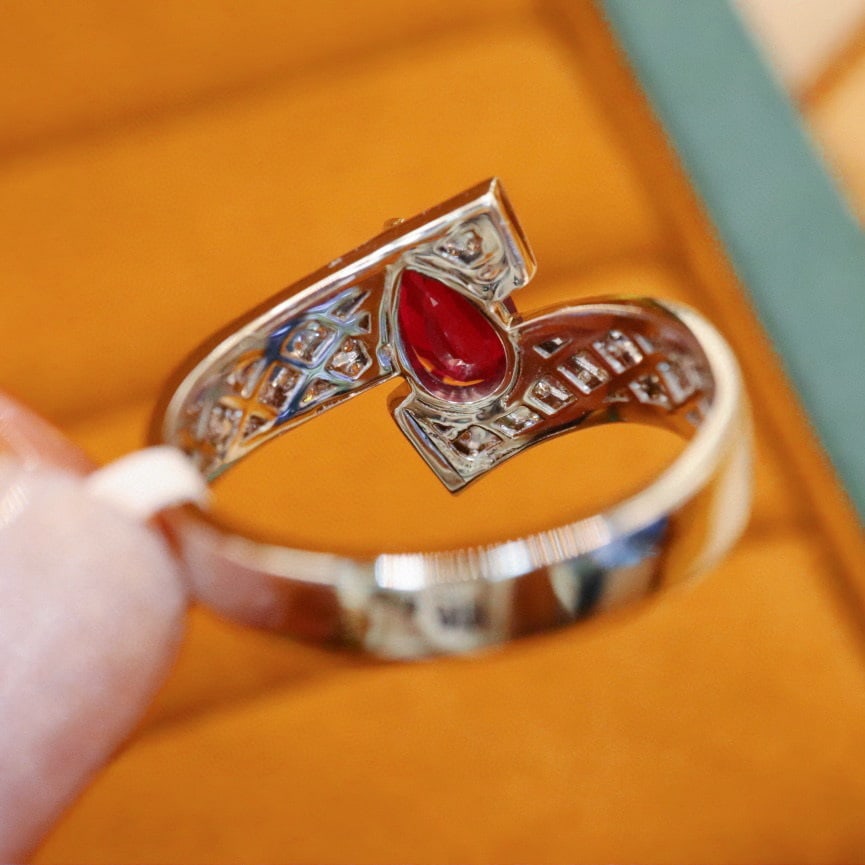 14k Gold 1.54 Ctw Natural Ruby & Diamond Ring - 4