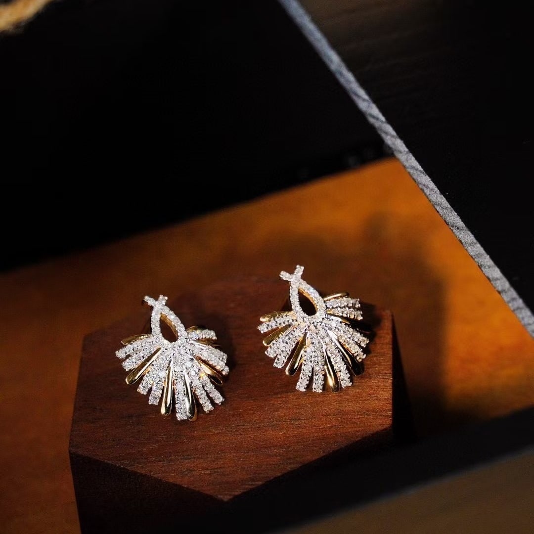 14k Gold 0.52 Ct Natural H Diamond Earrings - 5