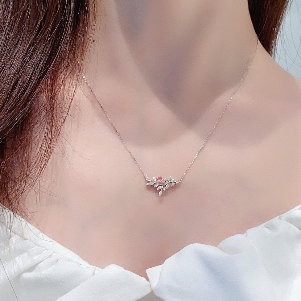 14k Gold 0.20 Ctw Natural Pink Diamond & Diamond Necklace - 2