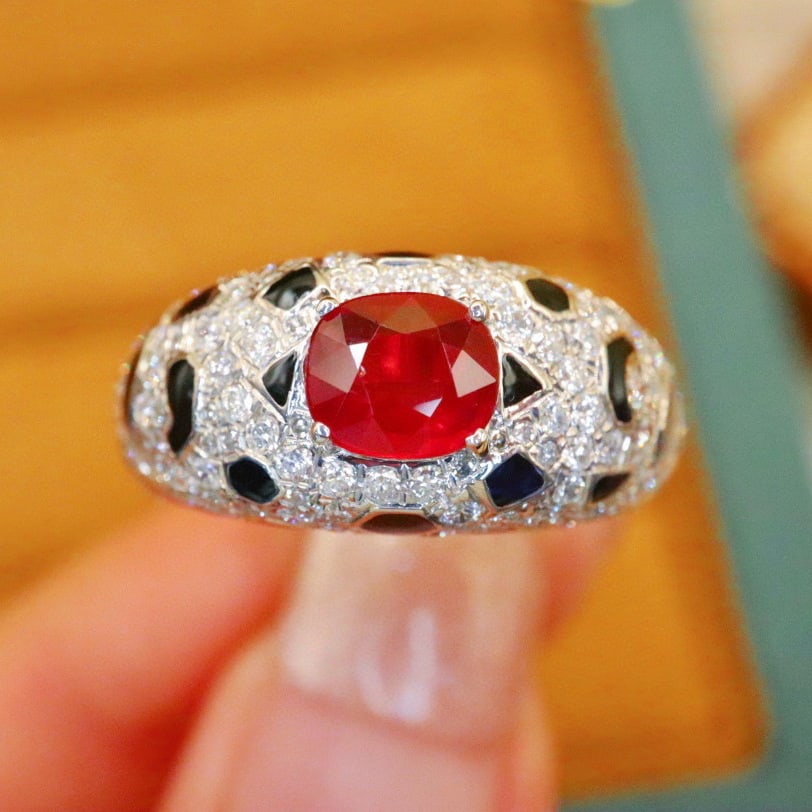 14k Gold 2.24 Ctw Natural Ruby & Diamond Ring: Ref:230940107 // gold content:14k gold // ring size:7. 25us // // main gemstone:ruby // shape:cushion // carat weight:1. 05ct // color:pigeonblood red // treatment:natural // // adjacent gemstone 2 :