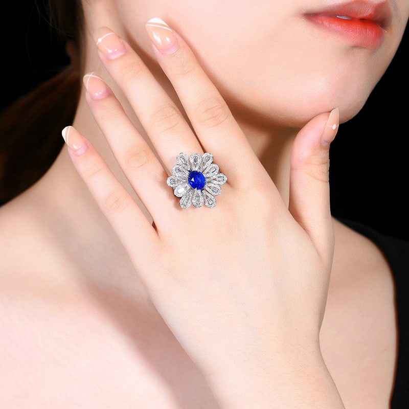 14k Gold 3.01 Ctw Natural Sapphire & Diamond Ring/pendant( Without Chain ) - 5