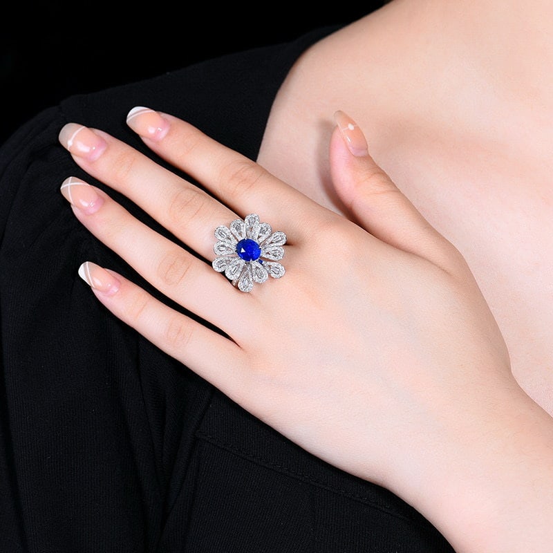 14k Gold 3.01 Ctw Natural Sapphire & Diamond Ring/pendant( Without Chain ) - 6