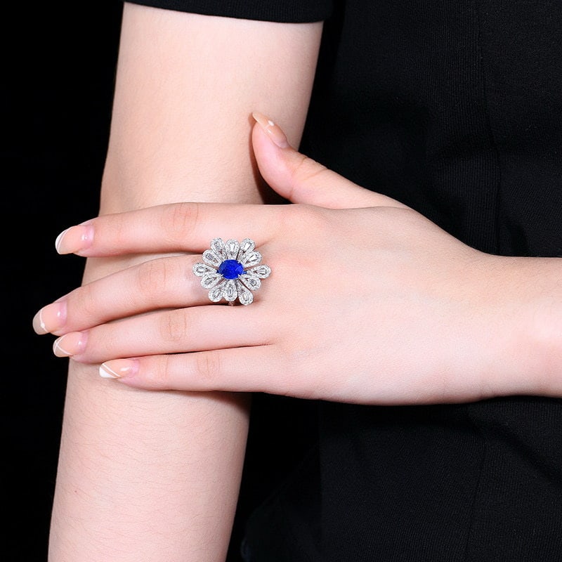 14k Gold 3.01 Ctw Natural Sapphire & Diamond Ring/pendant( Without Chain ) - 7