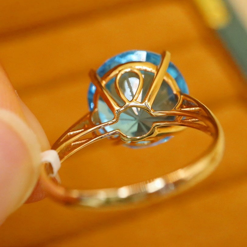 14k Gold 12.78 Ctw Natural Topaz & Diamond Ring - 5