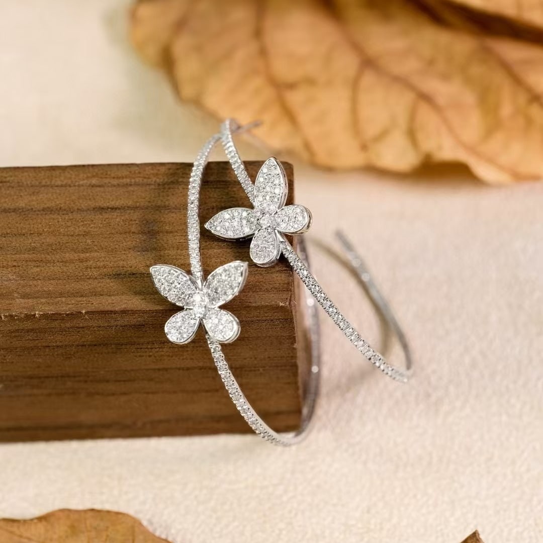 14k Gold 1 Ct Natural H Diamond & Butterfly Earrings - 6