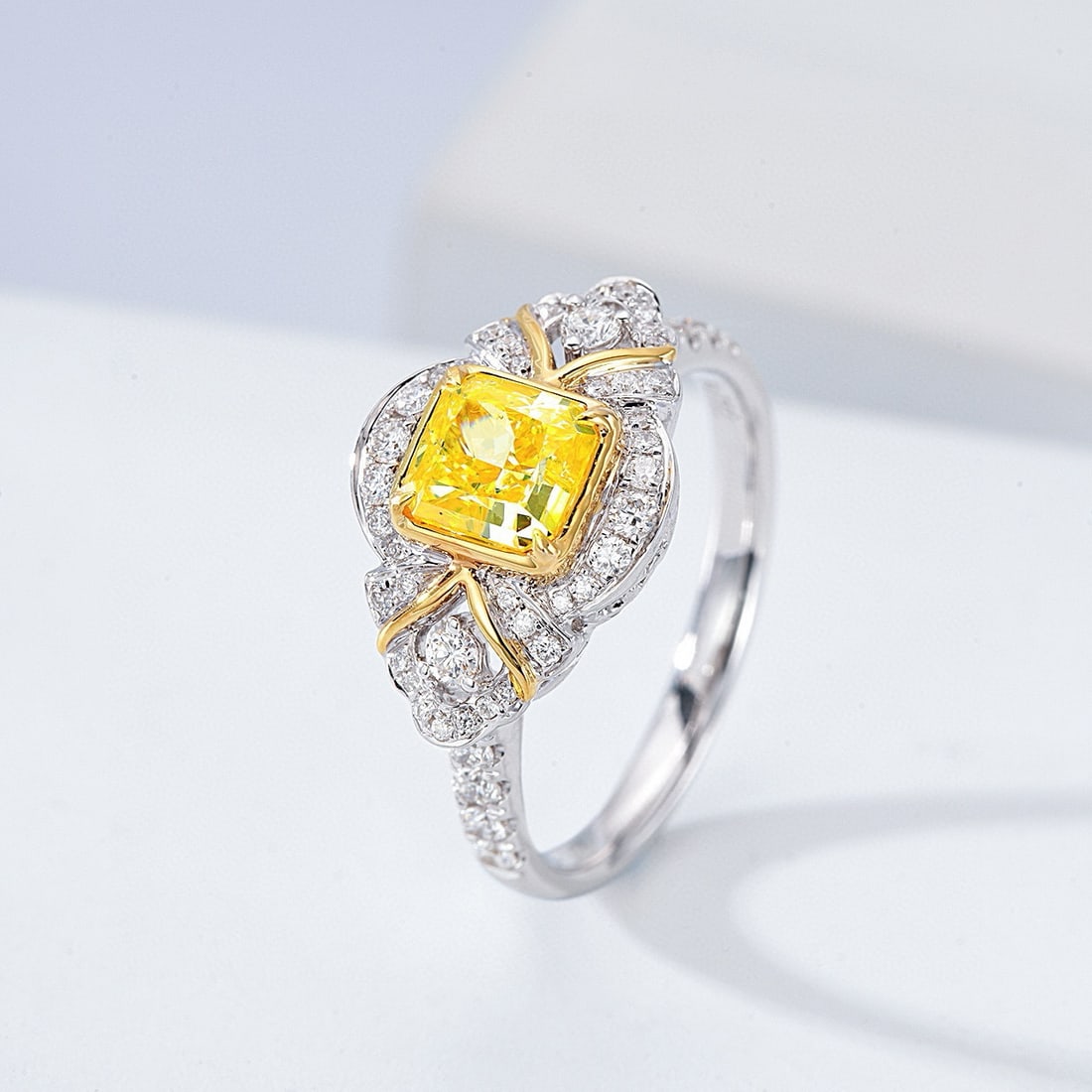 14k Gold 1.43 Ctw Natural Yellow Diamond & Diamond Ring - 3