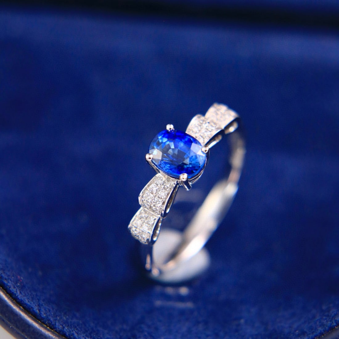 14k Gold 1.38 Ctw Natural Sapphire & Diamond Ring - 4