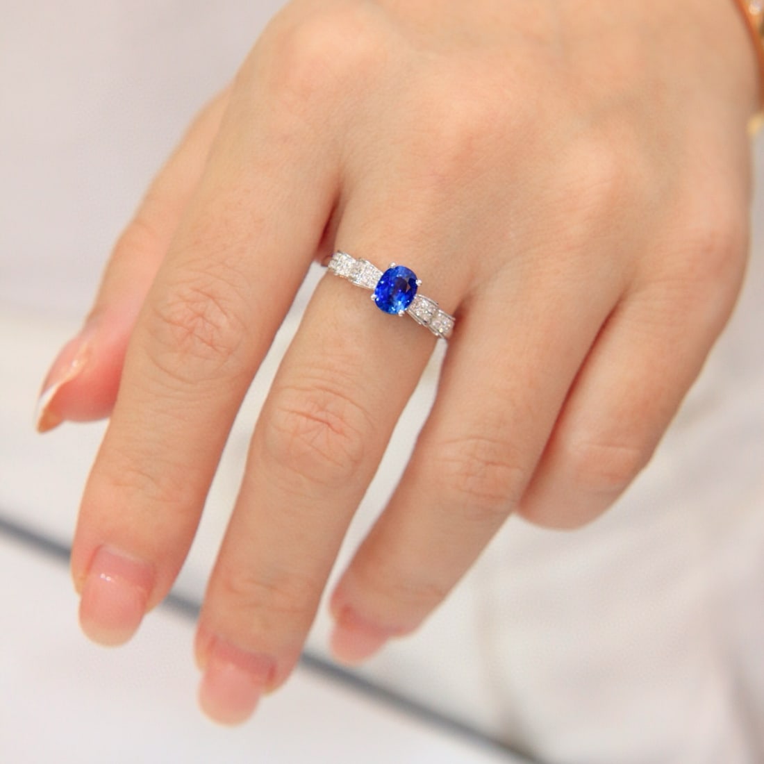 14k Gold 1.38 Ctw Natural Sapphire & Diamond Ring - 5