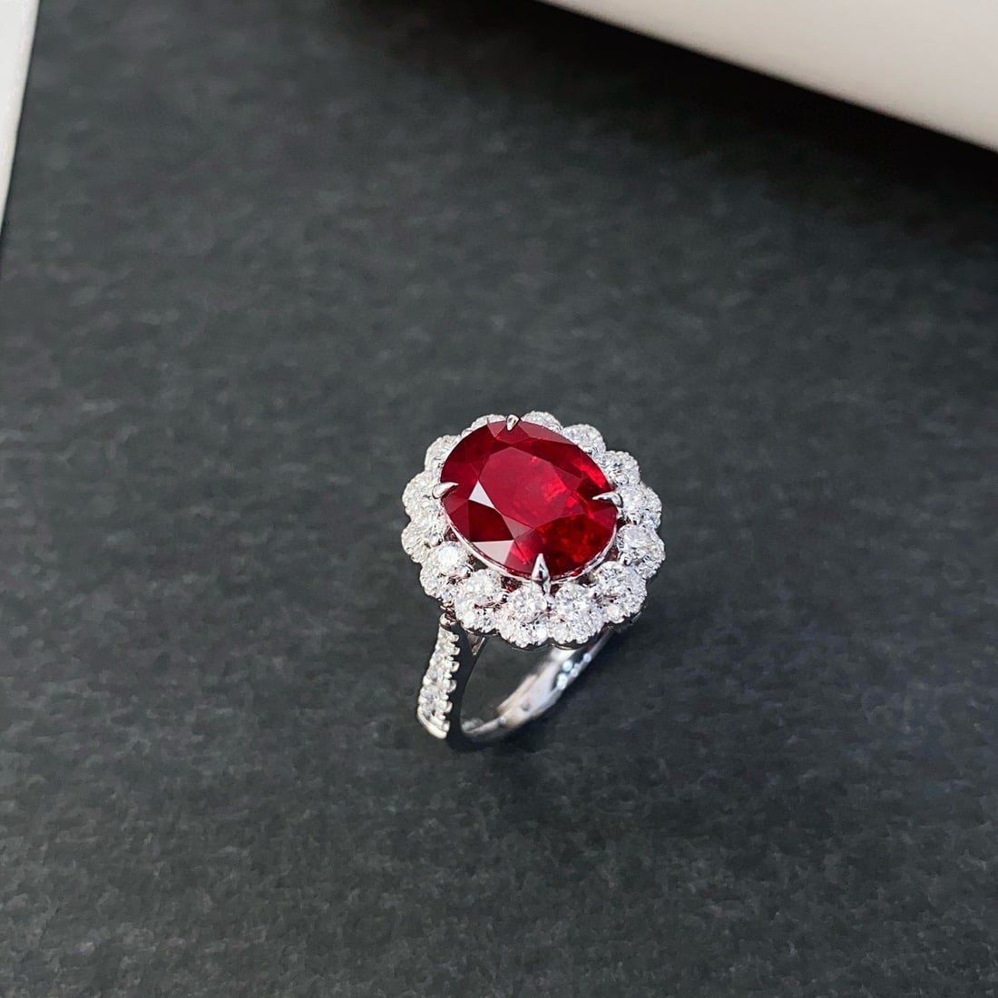 14k Gold 4.29 Ctw Vivid Red Natural Tourmaline & Diamond Ring/pendant( Without Chain ) - 3