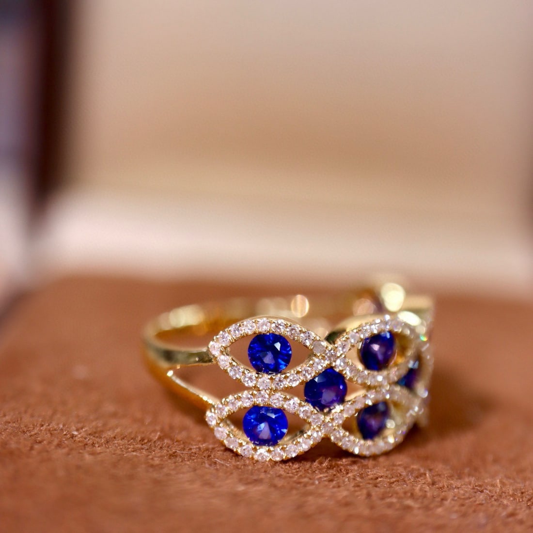 14k Gold 1.61 Ctw Vivid Blue Natural Sapphire & Diamond Ring - 3
