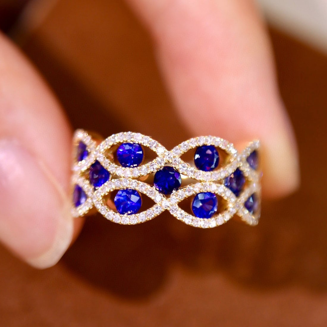 14k Gold 1.61 Ctw Vivid Blue Natural Sapphire & Diamond Ring - 4