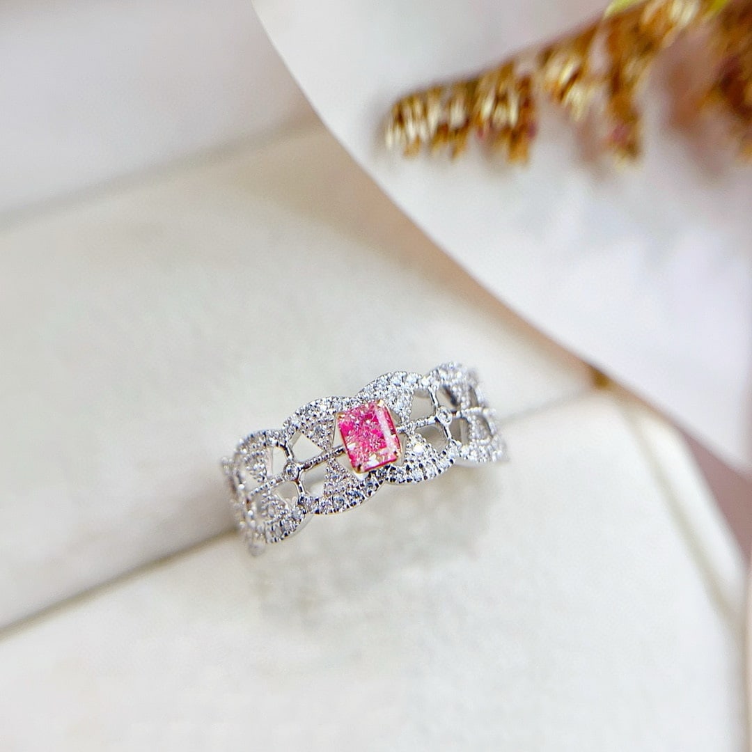 14k Gold 0.51 Ctw Natural Pink Diamond & Diamond Ring - 3