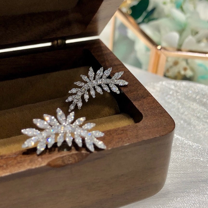 14k Gold 0.86 Ct Natural H Diamond Earrings - 2