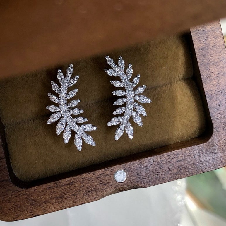 14k Gold 0.86 Ct Natural H Diamond Earrings - 3