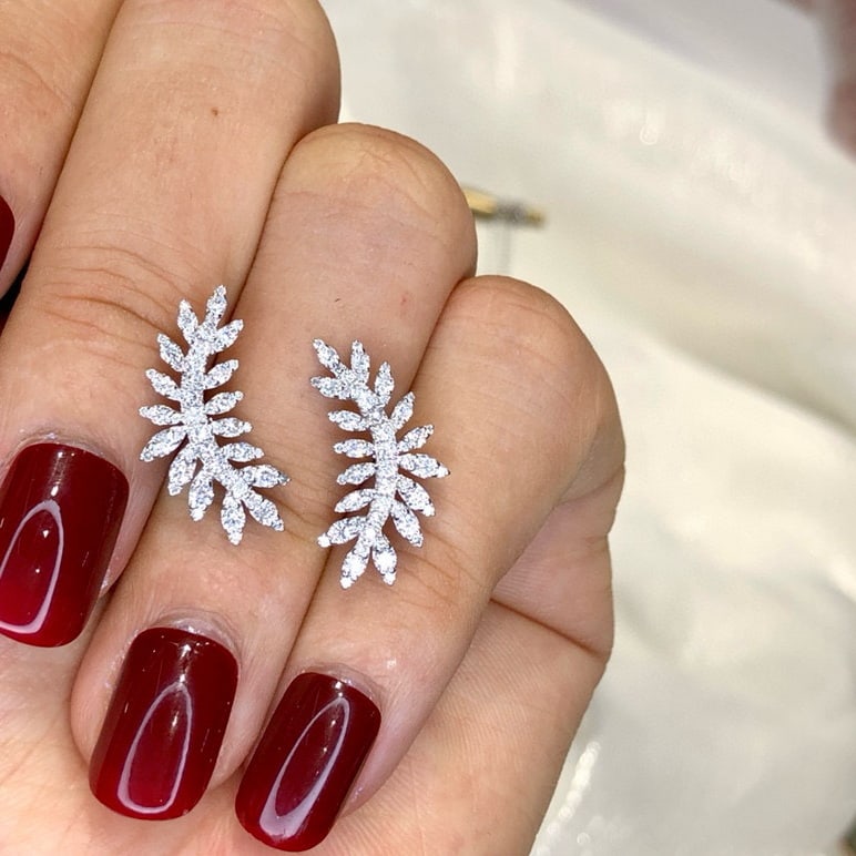 14k Gold 0.86 Ct Natural H Diamond Earrings - 4