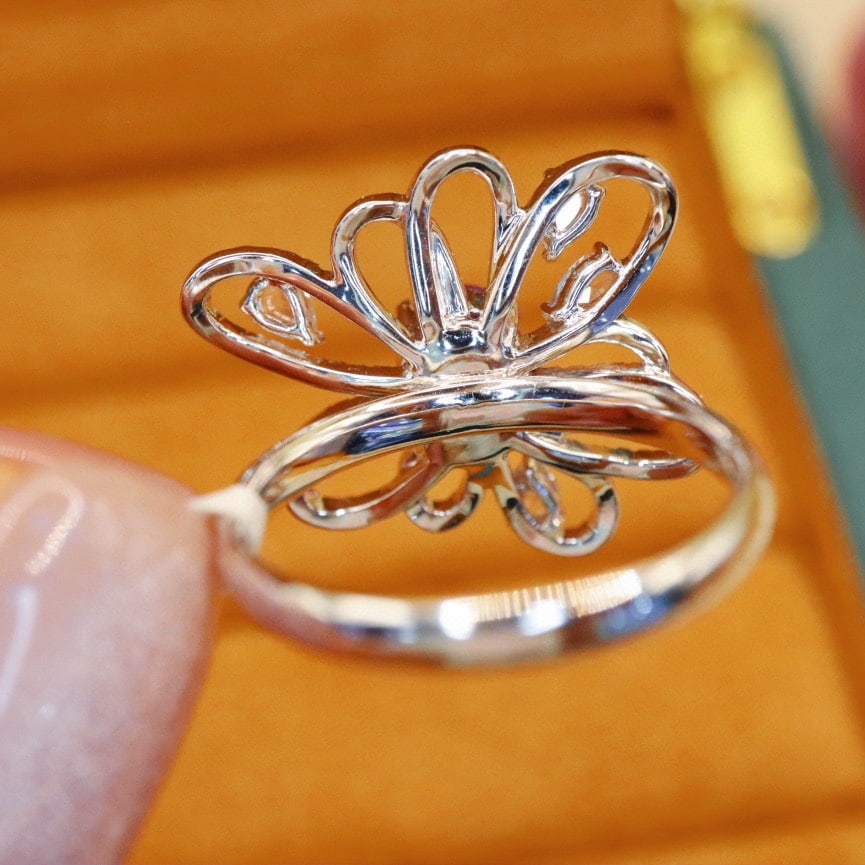 14k Gold 1.94 Ctw Natural Padparadscha Sapphire & Diamond Ring - 4