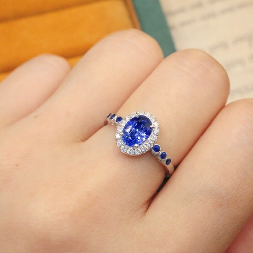 14k Gold 1.40 Ctw Natural Sapphire & Diamond Ring - 5