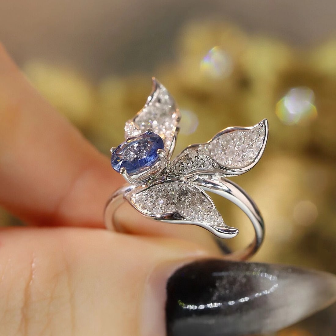 14k Gold 1.68 Ctw Natural Sapphire & Diamond Ring - 3