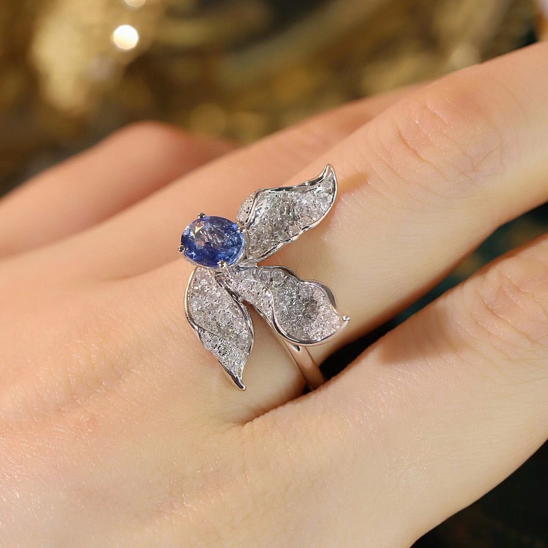 14k Gold 1.68 Ctw Natural Sapphire & Diamond Ring - 7