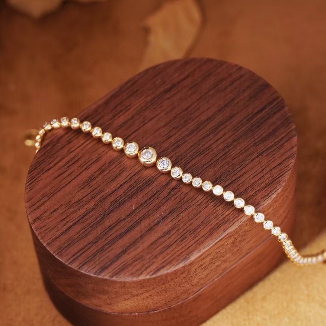 14k Gold 1.18 Ct Natural H Diamond Bracelet - 5