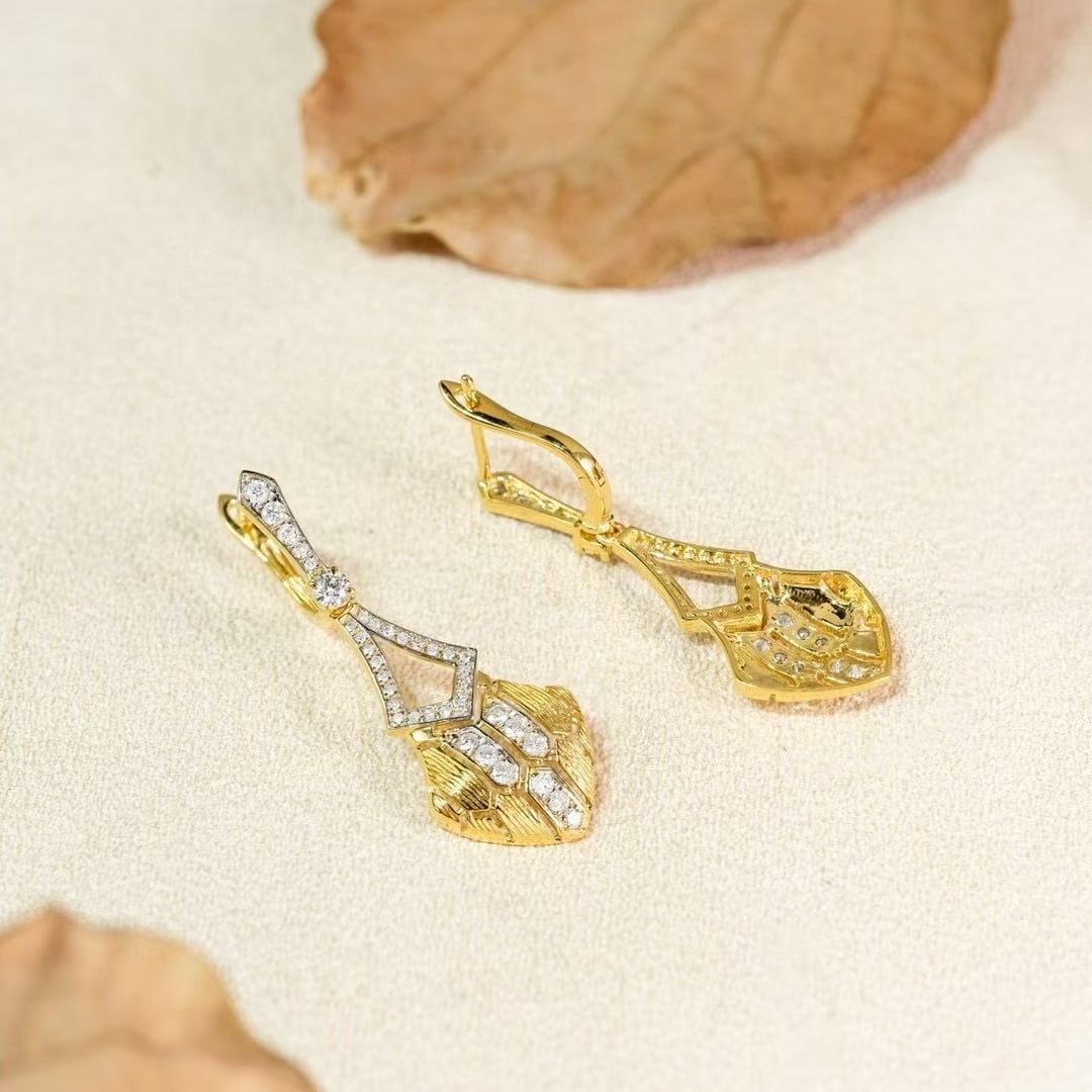 14k Gold 0.7 Ct Natural H Diamond Earrings - 2