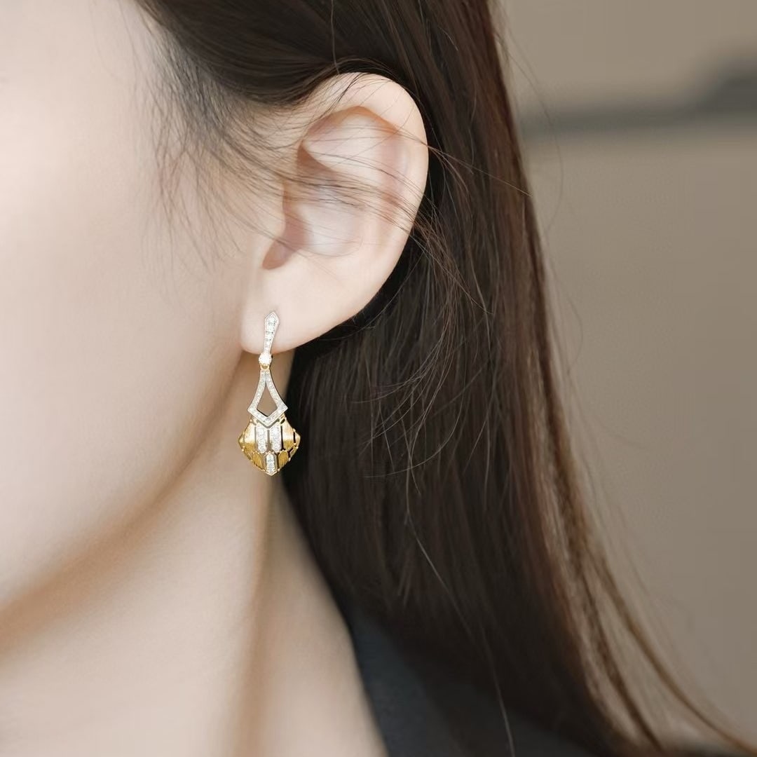 14k Gold 0.7 Ct Natural H Diamond Earrings - 4