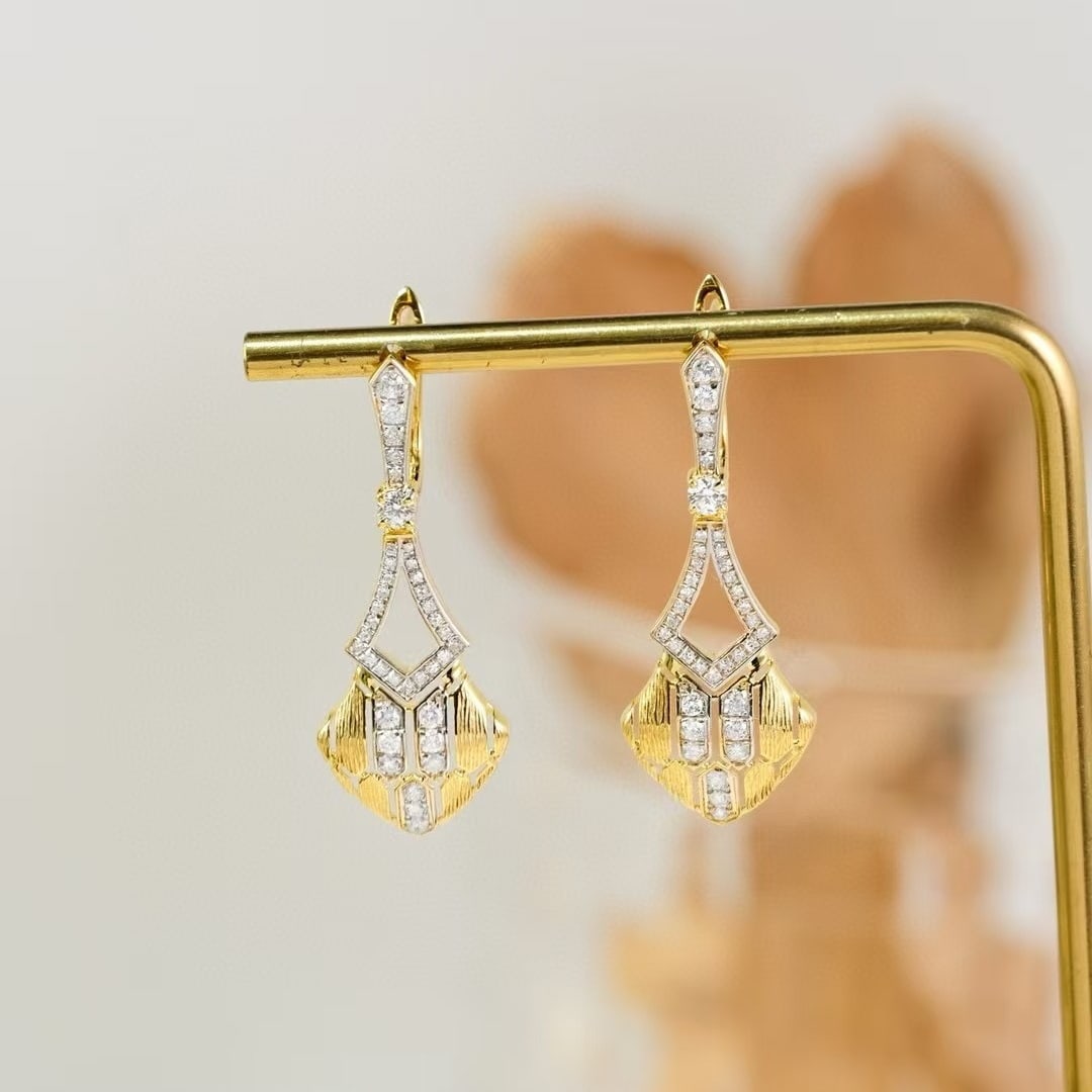 14k Gold 0.7 Ct Natural H Diamond Earrings - 6